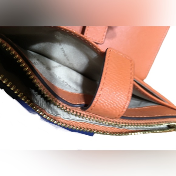 Michael Kors Jet Set Saffiano Leather Double Zip Wallet Wristlet Pumpkin Orange - Picture 10 of 12